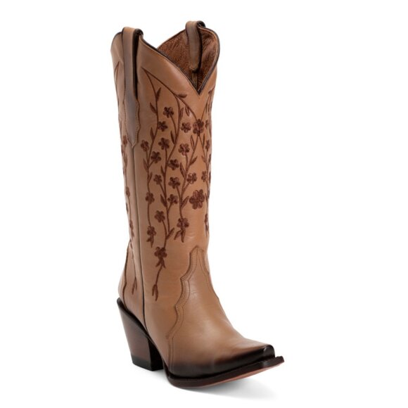 TANNER MARK Light Brown Made In Mexico Leather Snip Toe Western Boots - Picture 1 of 2
